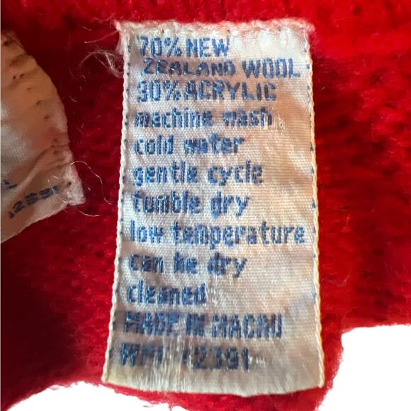 Vintage Northern Isles Red Women Size 34 S Wool Blend Turtleneck Pullover WPL - Picture 7 of 9